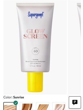 Supergoop! Glow Screen SPF 40 Sunscreen in “Sunrise “ .5 oz